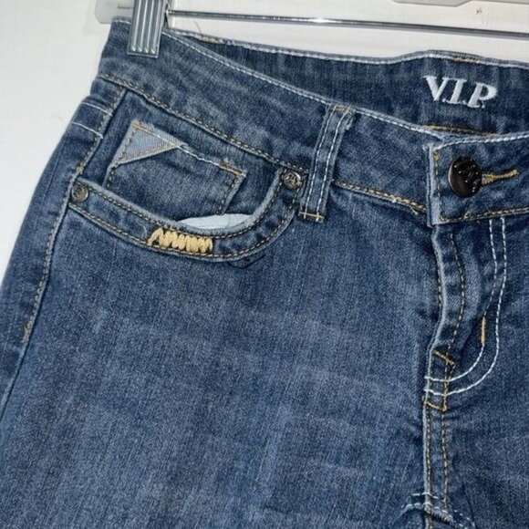 VIP Womens Cropped Denim Jeans Size 7/8 Dark Wash Cotton Blend - Picture 3 of 9